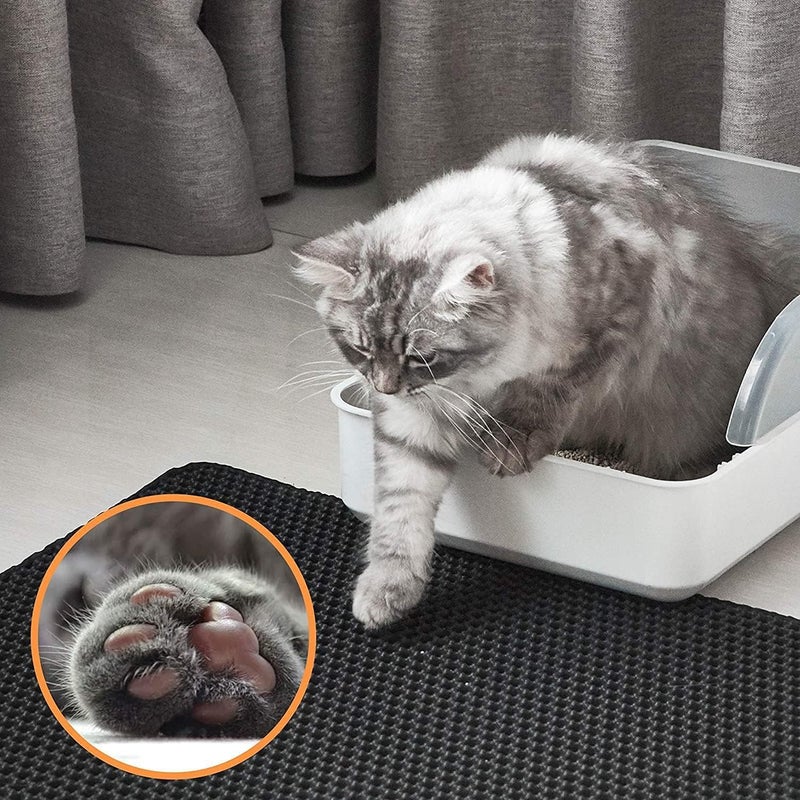 Polarduck Cat Litter Mat Litter Box Mat, EVA Honeycomb Double Layer Design, Urine & Waterproof, Scatter Control Kitty Litter Mat, Less Waste, Easier To Clean,Washable, Black - Image 4